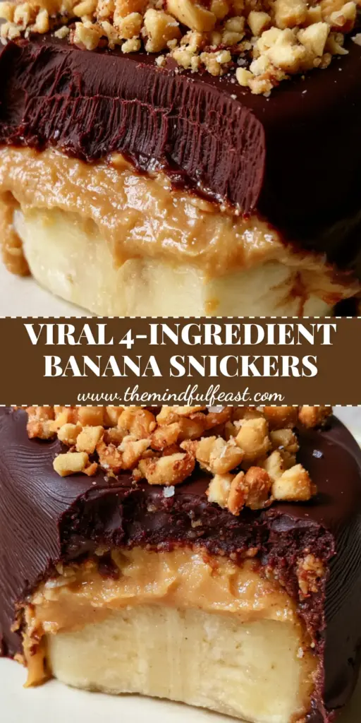 Frozen Banana Snickers: The Ultimate Healthy Bite-Sized Snack 4 A close-up of a bitten Frozen Banana Snicker slice showing the frozen banana base, oozing peanut butter, and a rippled dark chocolate shell with peanuts. (frozen banana snickers)