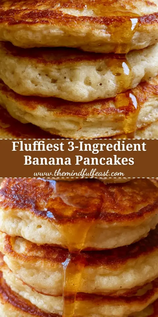 A tall, steaming stack of four ultra-thick banana pancakes with maple syrup dripping down the side and fresh banana coins on top. (banana pancakes recipe)