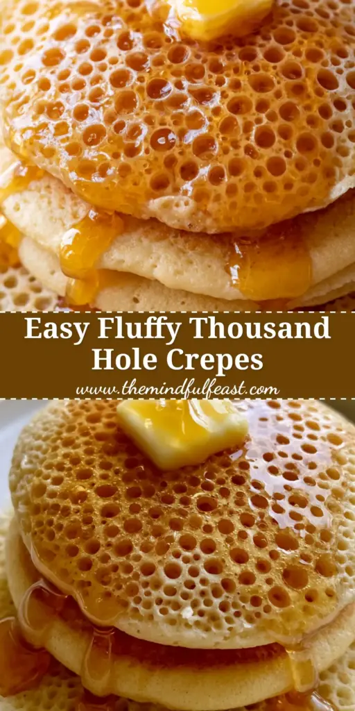 African Crepes: The Ultimate Guide to Moroccan Baghrir Thousand-Hole Pancakes 4 A stack of three porous African crepes on a white plate drizzled with golden honey and topped with a pat of butter and mint.