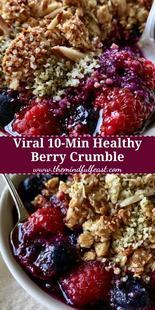 Breakfast Crumble with Toasted Oat Clusters and Bursting Berries 4 A steaming Breakfast Crumble with bubbling blueberries and raspberries in a white ceramic dish with a silver spoon. (Breakfast Crumble)
