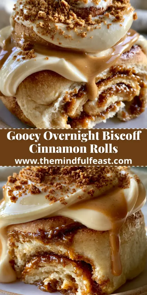 Biscoff Cinnamon Rolls with Caramelized Cookie Butter Swirl 4 A close-up vertical shot of a Biscoff cinnamon roll with thick ivory cream cheese frosting, a warm Biscoff drizzle, and crushed cookie crumbs. (Biscoff Cinnamon Rolls)