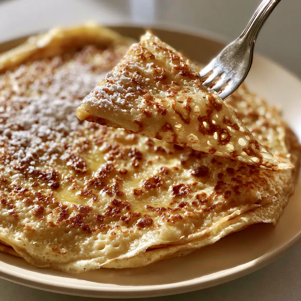French Crepes: How to Make Thin, Lacy, and Golden Leopard-Spotted Crepes 1 Extreme close-up of micro-pores and leopard spotting on the surface of a French crepe.