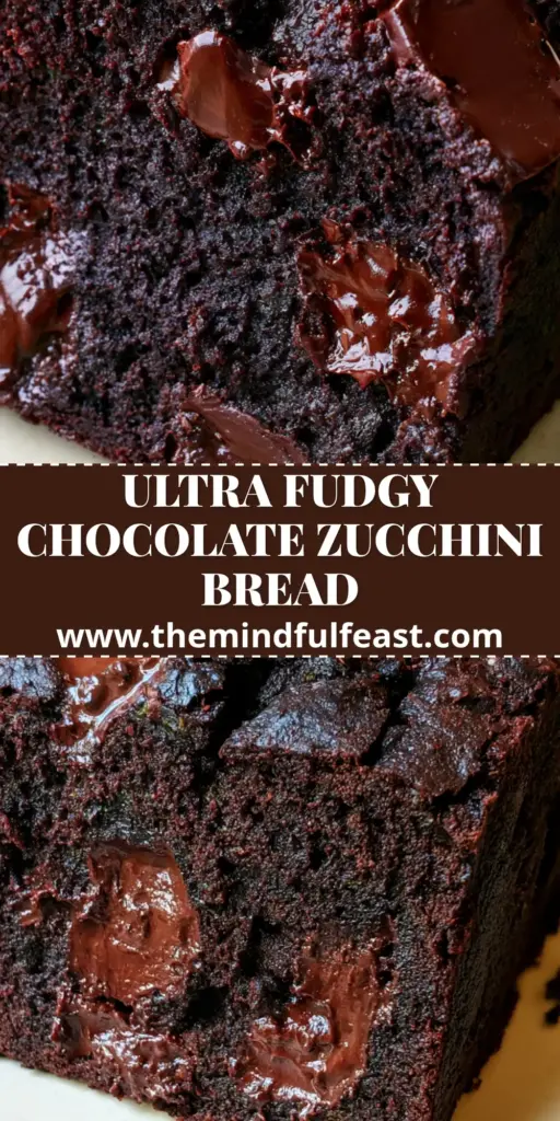 Chocolate Zucchini Bread: The Ultimate Fudgy Dark Cocoa Loaf 4 A thick slice of dark chocolate zucchini bread with melted chocolate chunks and sea salt on a rustic plate. (chocolate zucchini bread)