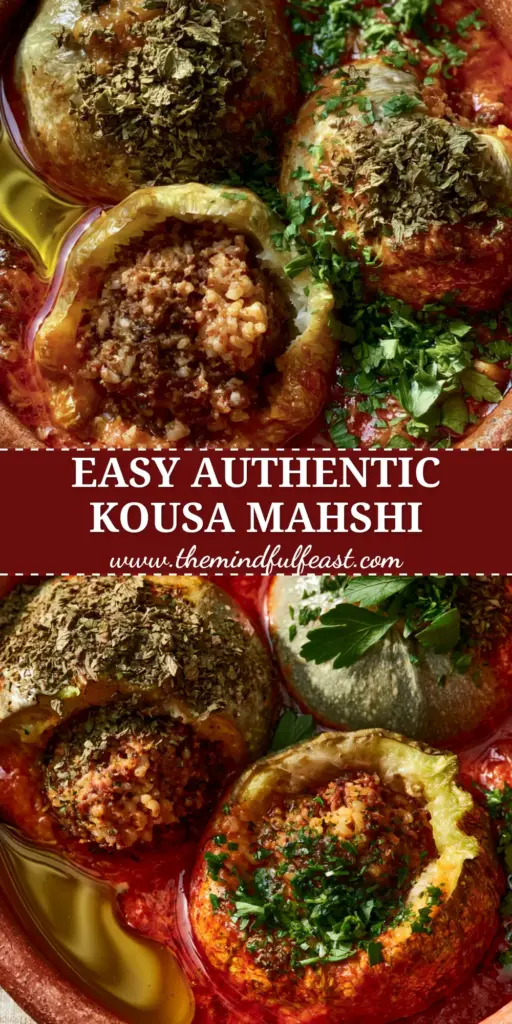 A rustic terracotta bowl filled with Lebanese Kousa Mahshi featuring tender grey squash in a rich tomato broth. (Kousa)