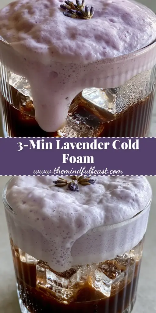 Lavender Cold Foam Iced Espresso: A Barista-Style Morning Ritual 4 A close-up aesthetic shot of Lavender Cold Foam on an iced espresso in a ribbed glass with lavender bud garnish.