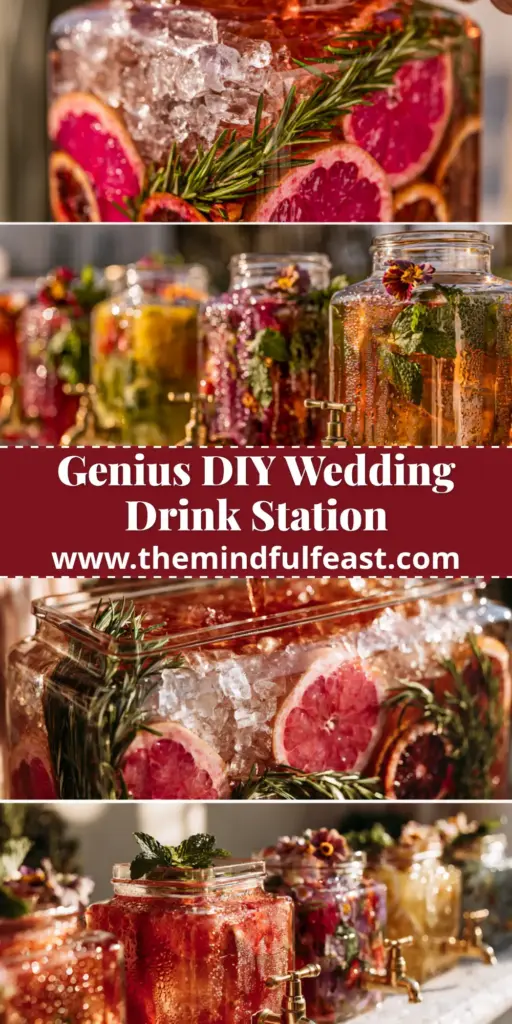 Outdoor Wedding Drinks: The Ultimate Blood Orange Hibiscus and Rosemary Infusion 4 A close-up shot of a ruby-red hibiscus drink poured into a gold-rimmed glass at an outdoor wedding drink station.