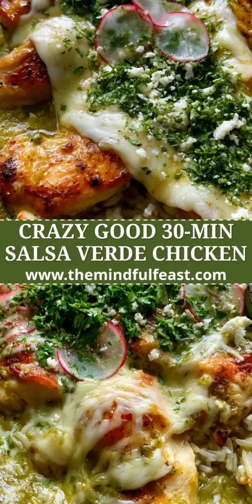 Salsa Verde Chicken & Rice Skillet: The Zesty One-Pan Wonder 3 A top-down view of a Salsa Verde Chicken & Rice Skillet in a black cast iron pan garnished with radishes and cilantro.