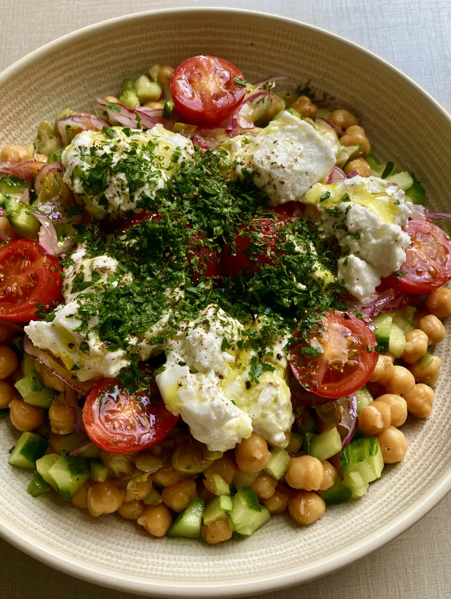 Cucumber Chickpea Salad: The Ultimate Shimmering Mediterranean Protein Bowl 3 Close up of shimmering lemon-herb oil dressing on golden chickpeas and green cucumbers. (cucumber chickpea salad)
