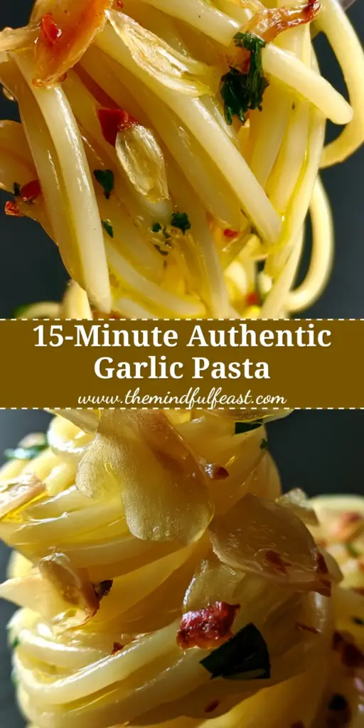 Spaghetti Aglio e Olio: The Ultimate Guide to Perfect Golden Garlic Pasta 4 A tall, elegant twirl of Spaghetti Aglio e Olio on a dark plate, featuring golden garlic slivers and fresh parsley.