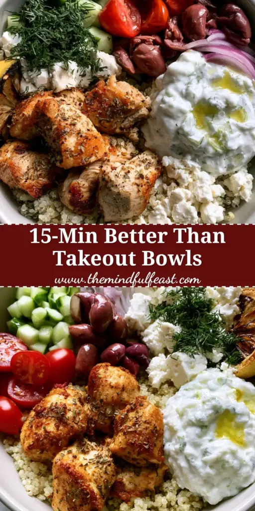 Greek Recipes: The Ultimate Lemon Herb Chicken and Quinoa Bowl 4 A gourmet Greek chicken meal prep bowl with fluffy lemon-herb quinoa, golden seared chicken, and fresh Mediterranean vegetables. (Greek Recipes)