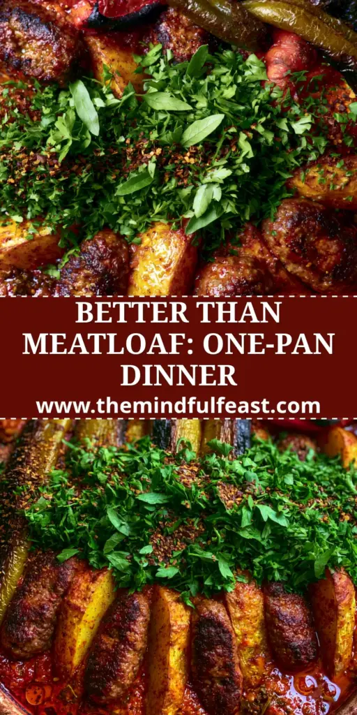 Izmir Kofte: The Ultimate Turkish Meatball and Potato Bake Guide 3 A rustic ceramic baking dish filled with rows of seared oval beef meatballs and golden potato wedges in a glossy red sauce, garnished with parsley and Aleppo pepper. (Izmir Kofte)
