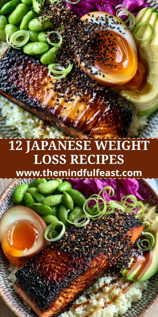 Japanese recipes for weight loss: The Ultimate Miso Salmon Cauliflower Rice Bowl 4 A colorful Japanese weight loss bowl with miso salmon, avocado, and edamame. (Japanese recipes for weight loss)