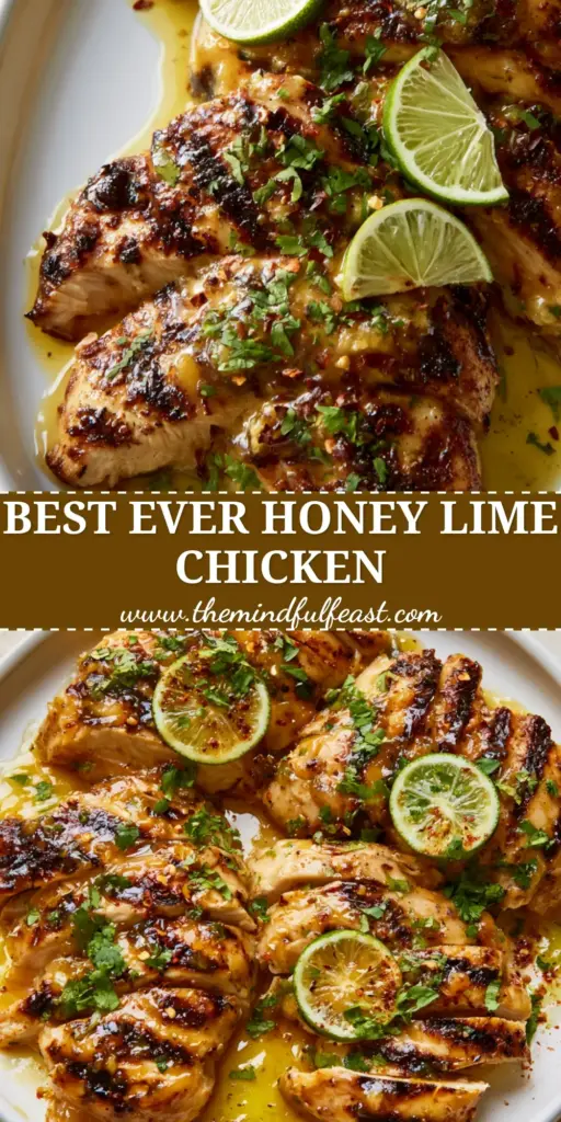 Honey Lime Chicken: The Ultimate Sticky Zesty Grilled Breast Recipe 4 A top-down vertical shot of Honey Lime Chicken sliced on a white platter, showing a thick translucent glaze and fresh cilantro.