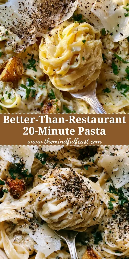 A massive bundle of glossy fettuccine ribbons being twirled by a silver fork in a cream ceramic pot. (20-minute pasta)