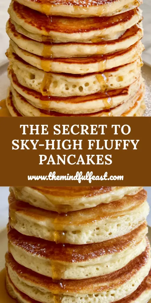 Fluffy Pancake Recipe: The Secret to Sky-High Buttermilk Stacks 4 A towering stack of seven thick buttermilk pancakes with a melting square of salted butter and amber syrup. (Fluffy Pancake Recipe)