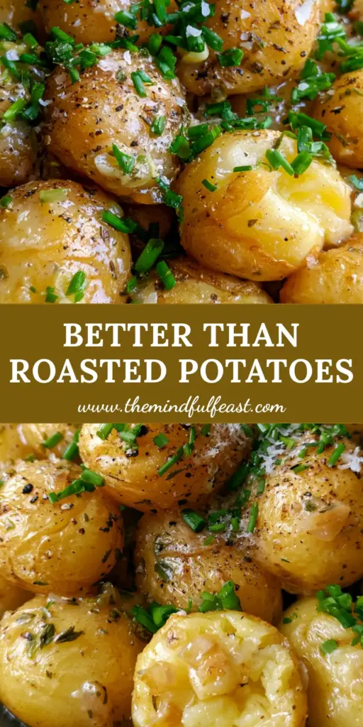 A mound of slow cooker baby potatoes with wrinkled golden skins and garlic butter glaze in a charcoal bowl.