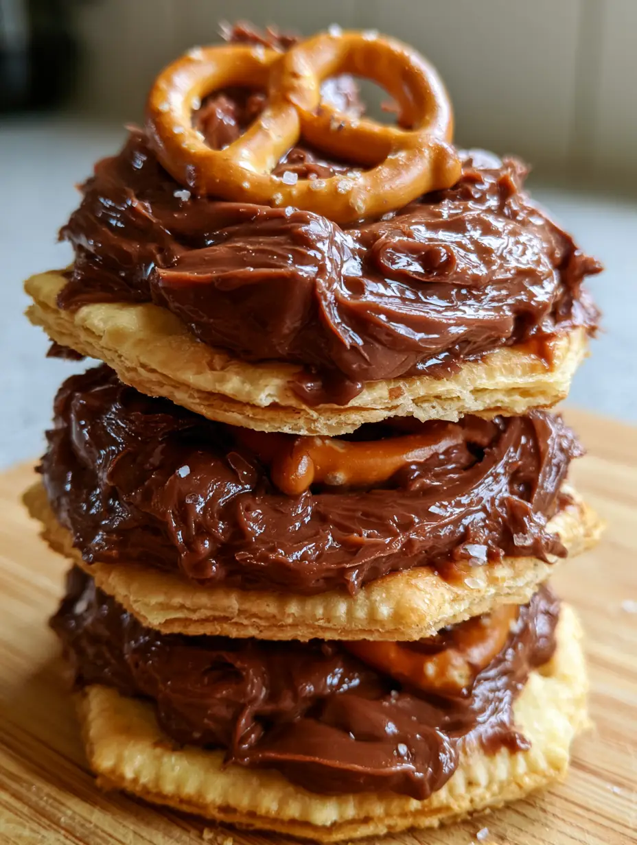 Stoner Snacks: The Ultimate Buttery Chocolate Hazelnut Pretzel Bites 3 Close up of messy, indulgent stoner snacks with glossy chocolate and sea salt. (stoner snacks)