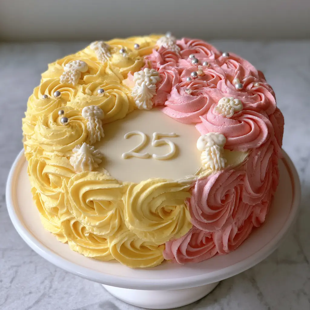 Detailed view of the hand-piped buttercream jellyfish and sugar pearls on the sponge bob patrick birthday cake.