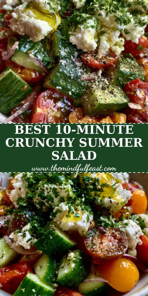 Cucumber Onion Tomato Salad: The Ultimate Vibrant Mediterranean Side 4 A handheld smartphone photo of a vibrant Cucumber Onion Tomato Salad in a white bowl with visible olive oil drizzle and large feta crumbles.
