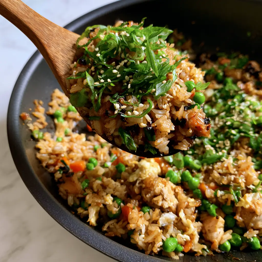 Fried Rice Recipe: The Ultimate Guide to Wok-Seared Chicken and Jasmine Perfection 1 Detailed shot of individual jasmine rice grains coated in a soy glaze with orange carrots and egg wisps. (fried rice recipe)