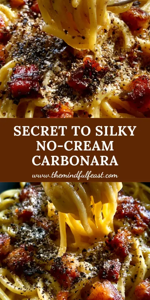 Italian Carbonara: The Definitive Guide to a Glossy Roman Masterpiece 3 Overhead macro shot of authentic Italian Carbonara in a black bowl with a silver fork twirling silky noodles, crispy guanciale, and cracked pepper.