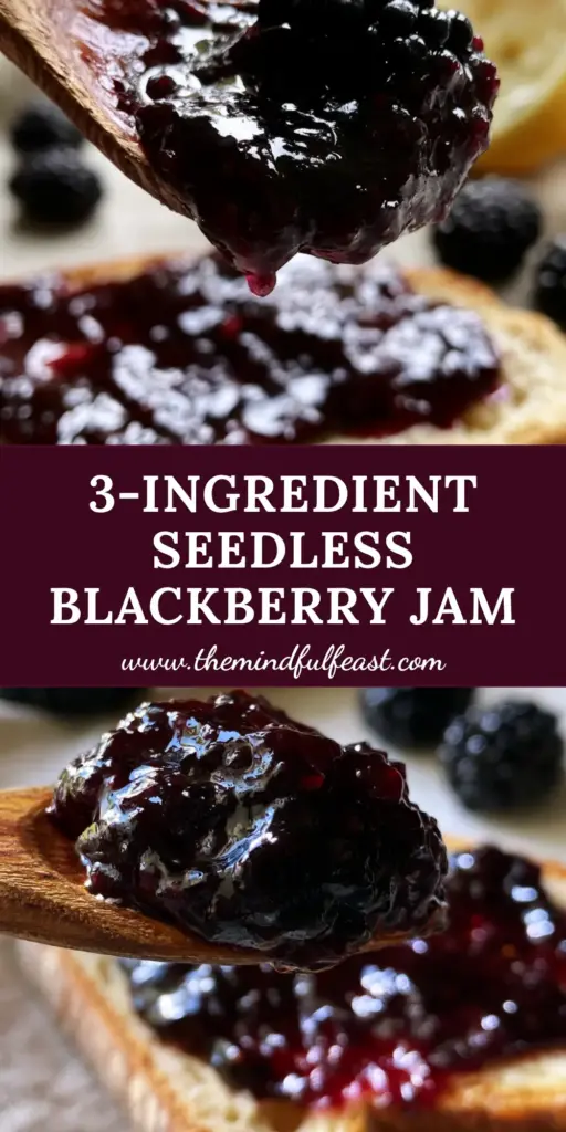 Blackberry Jam Recipe: The Ultimate Seedless Obsidian Preserve 4 A rustic wooden spoon lifting a heavy, obsidian-purple glob of seedless jam from a jar. (blackberry jam recipe)