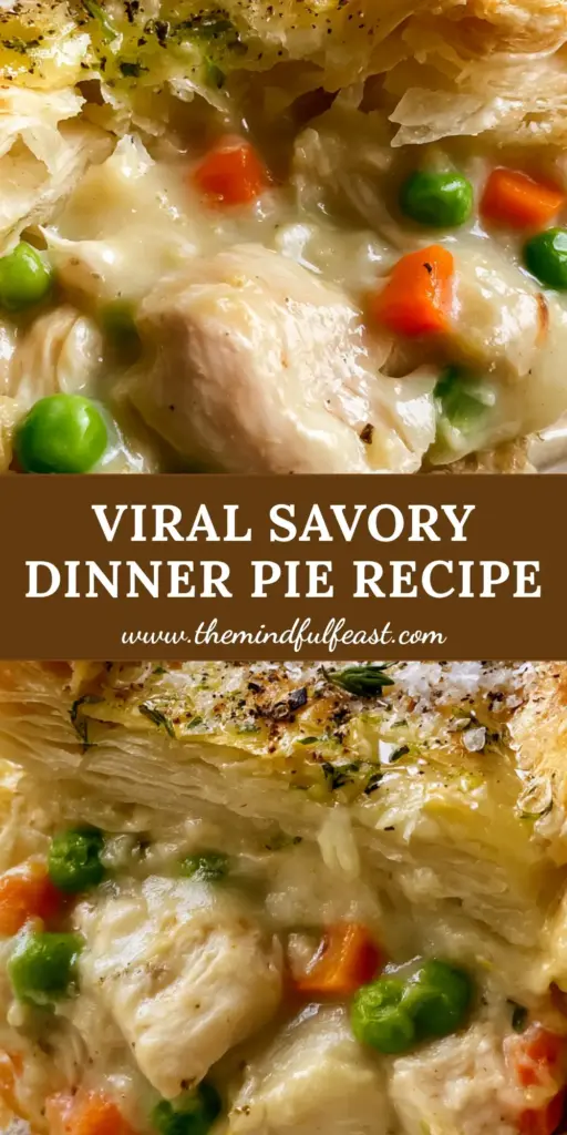 Pie Perfection: Flaky Chicken Pot Pie with Puff Pastry and Fresh Thyme 4 A single thick slice of savory chicken pie being lifted from a ceramic baking dish, showing flaky puff pastry layers and thick cream gravy. (pie)