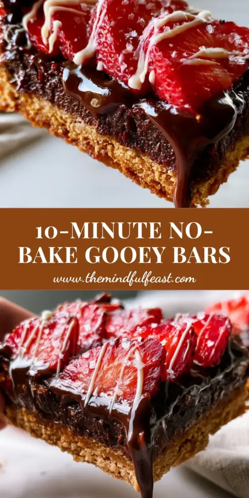 Easy Dessert Recipes: No-Bake Dark Chocolate Strawberry Ganache Bars 4 A close-up vertical shot of no-bake chocolate strawberry bars being lifted, showing a gooey ganache and golden crust. (easy dessert recipes)