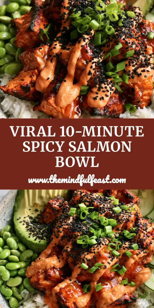Salmon Rice Bowls with Charred Honey-Sriracha Glaze and Air-Fried Crispy Chunks 4 A vibrant salmon rice bowl featuring air-fried glazed salmon chunks, fanned avocado, and edamame on white marble. (salmon rice bowls)