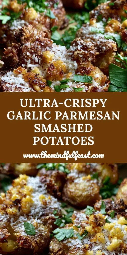 smashed baby potatoes with Ultra-Crispy Shattered Edges and Garlic Aioli 4 A top-down view of ultra-crispy smashed baby potatoes with golden shattered edges, topped with microplane parmesan and parsley on a zinc tray.