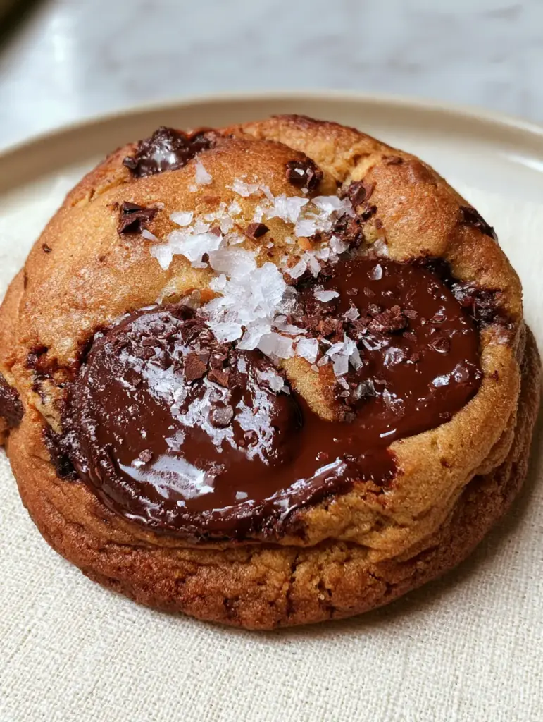 Chocolate chip cookies kitchen art print: The Ultimate Brown Butter & Dark Chocolate Recipe 2 A detailed smartphone photo of a golden brown butter cookie with rippled edges and Valrhona chocolate pools. (chocolate chip cookies kitchen art print)