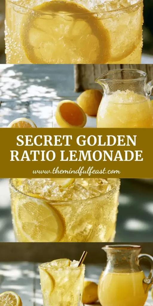Classic Lemonade: The Ultimate Refreshing Pale Golden Summer Staple 4 A vertical split shot of premium Classic Lemonade in a crystal glass with a gold straw and a rustic pitcher on a white wooden table.