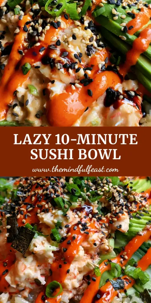 Spicy Crab Sushi Bowls with Creamy Kani and Sriracha Mayo 4 A vibrant Spicy Crab Sushi Bowl in a charcoal ceramic bowl with fanned avocado and cucumber ribbons. (Spicy Crab Sushi Bowls)