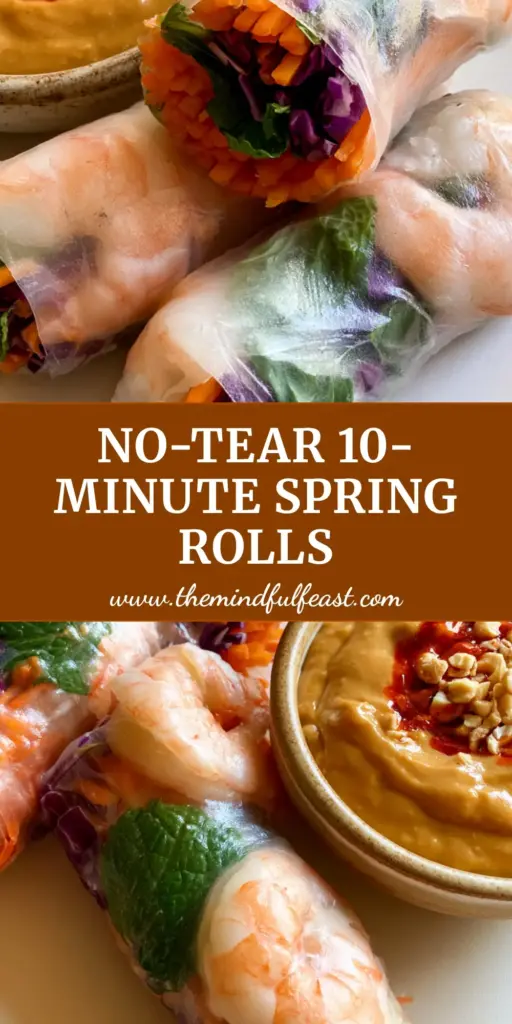 A professional flat-lay of Vietnamese Rice Paper Rolls Recipe with halved pink shrimp, julienned carrots, and purple cabbage visible through translucent wrappers.