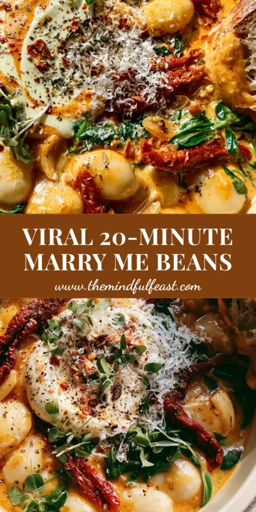 Tuscan Marry Me Butter Beans with Sun-Dried Tomatoes and Cream 4 A luxurious top-down view of tuscan marry me butter beans in a golden cream sauce with sun-dried tomatoes and micro-basil.