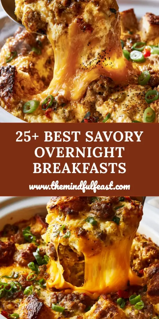 A close-up shot of an overnight crockpot breakfast casserole featuring melted cheese pulls and browned sausage. (overnight crockpot breakfast recipes)