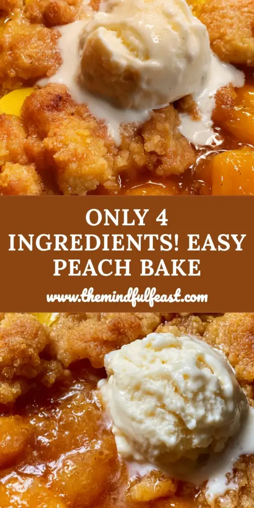 Slow Cooker Peach Bake with Golden Cake Mix Crumble 4 A top-down view of a slow cooker peach bake with bubbling amber syrup, golden cake crumble, and melting vanilla ice cream. (slow cooker peach bake)