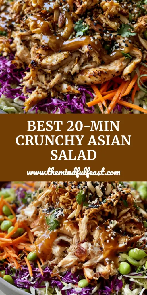 Crunchy Asian Chicken Salad with Toasted Ramen and Sesame Ginger Dressing 4 A vibrant Crunchy Asian chicken salad in a matte grey bowl featuring shredded cabbage, golden seared chicken, and toasted ramen noodles.