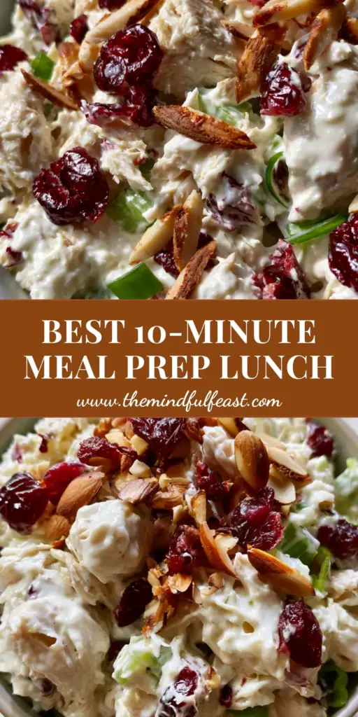 Cranberry Almond Chicken Salad with Creamy Greek Yogurt Dressing 4 A creamy cranberry almond chicken salad with ruby red cranberries and toasted slivered almonds served in a white ceramic bowl.