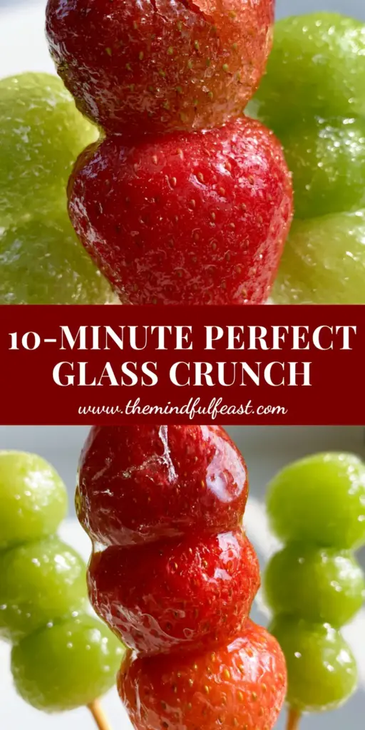 Tanghulu Recipe: The Ultimate Guide to Crystal Clear Glass-Coated Fruit 4 Three skewers of Tanghulu featuring jumbo red strawberries and green grapes with a crystal-clear sugar glaze held in a bright kitchen. (Tanghulu)