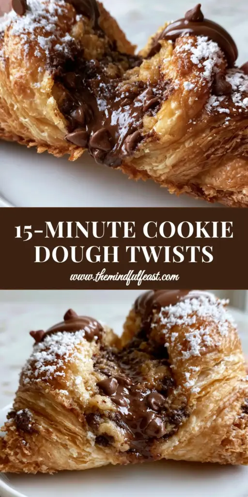 Chocolate Chip Cookie Dough Twists: The Ultimate Gooey Pull-Apart Pastry 3 A stack of golden-brown Chocolate Chip Cookie Dough Twists on a white plate, showing melted chocolate and a dusting of powdered sugar.