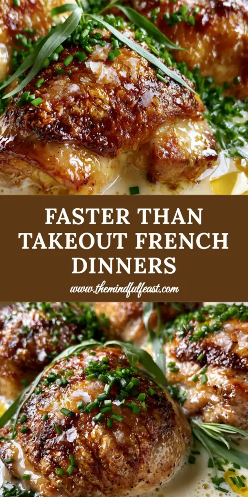 Famous French Dishes: The Ultimate Crispy Poulet à la Crème with Tarragon 4 A close-up of French Poulet a la Creme featuring crispy chicken thighs in a white cream sauce. (famous French dishes)