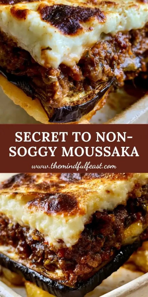 Eggplant Moussaka: The Ultimate Guide to the Perfect Greek Casserole 4 A thick square slice of Eggplant Moussaka being lifted, showing a 2-inch bechamel layer and mahogany meat sauce.