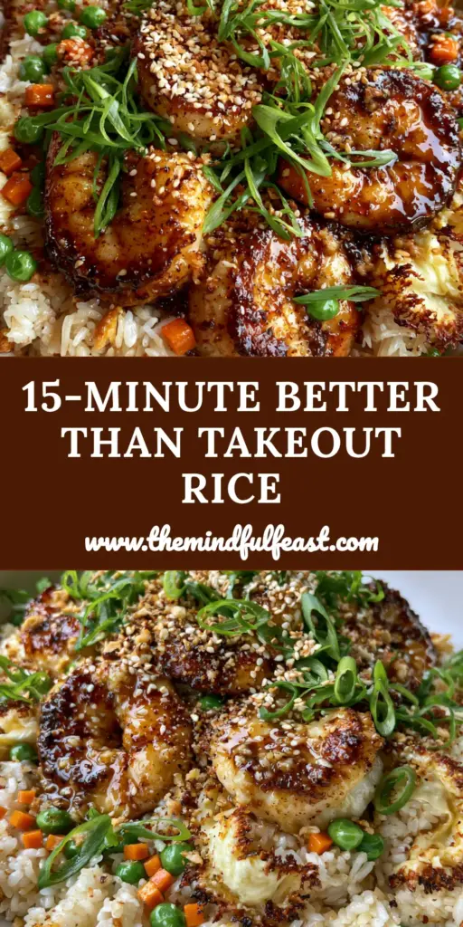 Shrimp Fried Rice Recipe with Garlic Butter and Crispy Garlic Bits 4 A professional flat lay of a white bowl containing the Shrimp Fried Rice Recipe with charred tiger shrimp and green peas.