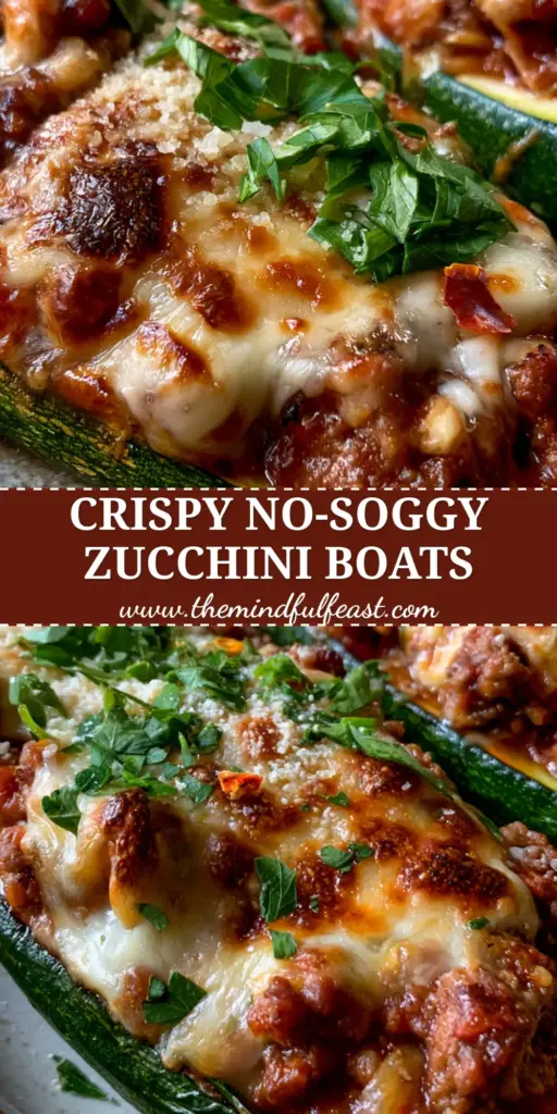 Italian Stuffed Zucchini with Savory Beef and Bubbly Mozzarella 4 A top-down view of three Italian stuffed zucchini boats topped with bubbling mozzarella and fresh parsley on a rustic plate.