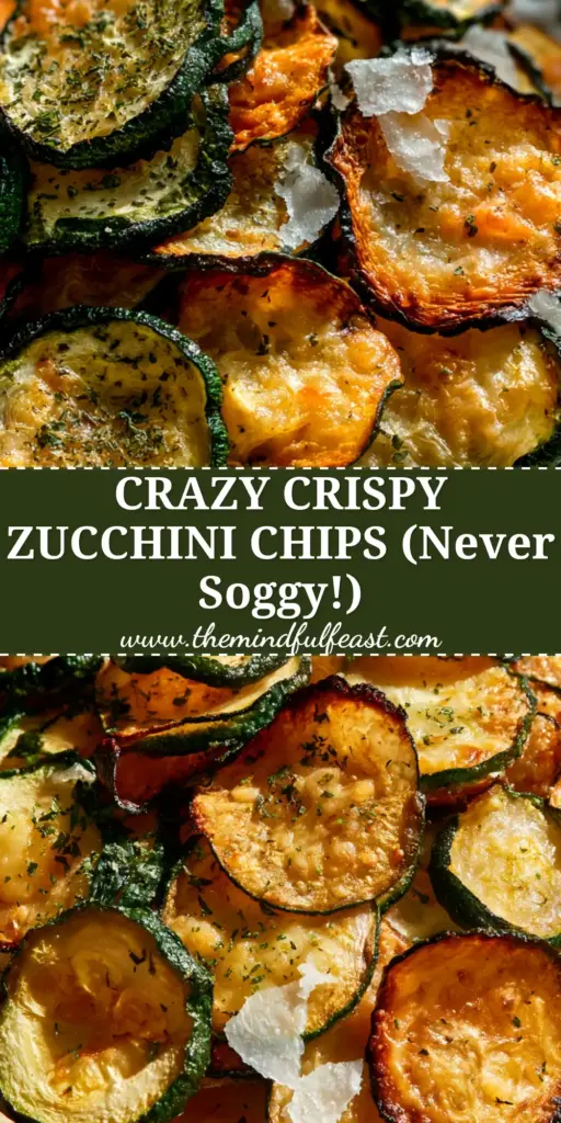 Oven-Baked Zucchini Chips with Toasted Parmesan and Sea Salt 4 A mountain of crispy, golden-brown oven-baked zucchini chips on a grey ceramic plate with coarse salt and parmesan.