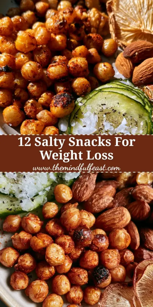 Salty Snack Ideas: The Ultimate Crunchy Protein Power Plate 4 A modern snack plate with smoked paprika chickpeas, almond clusters, and sliced cucumbers with sea salt. (salty snack ideas)
