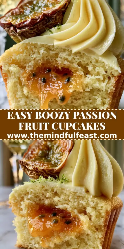 Passion Fruit Martini Cupcakes: A Boozy Tropical Masterpiece 4 A tall Passion Fruit Martini Cupcake topped with fresh passion fruit, lime zest, and gold flakes on a white marble background with a frosted martini glass. (Passion Fruit Martini Cupcakes)