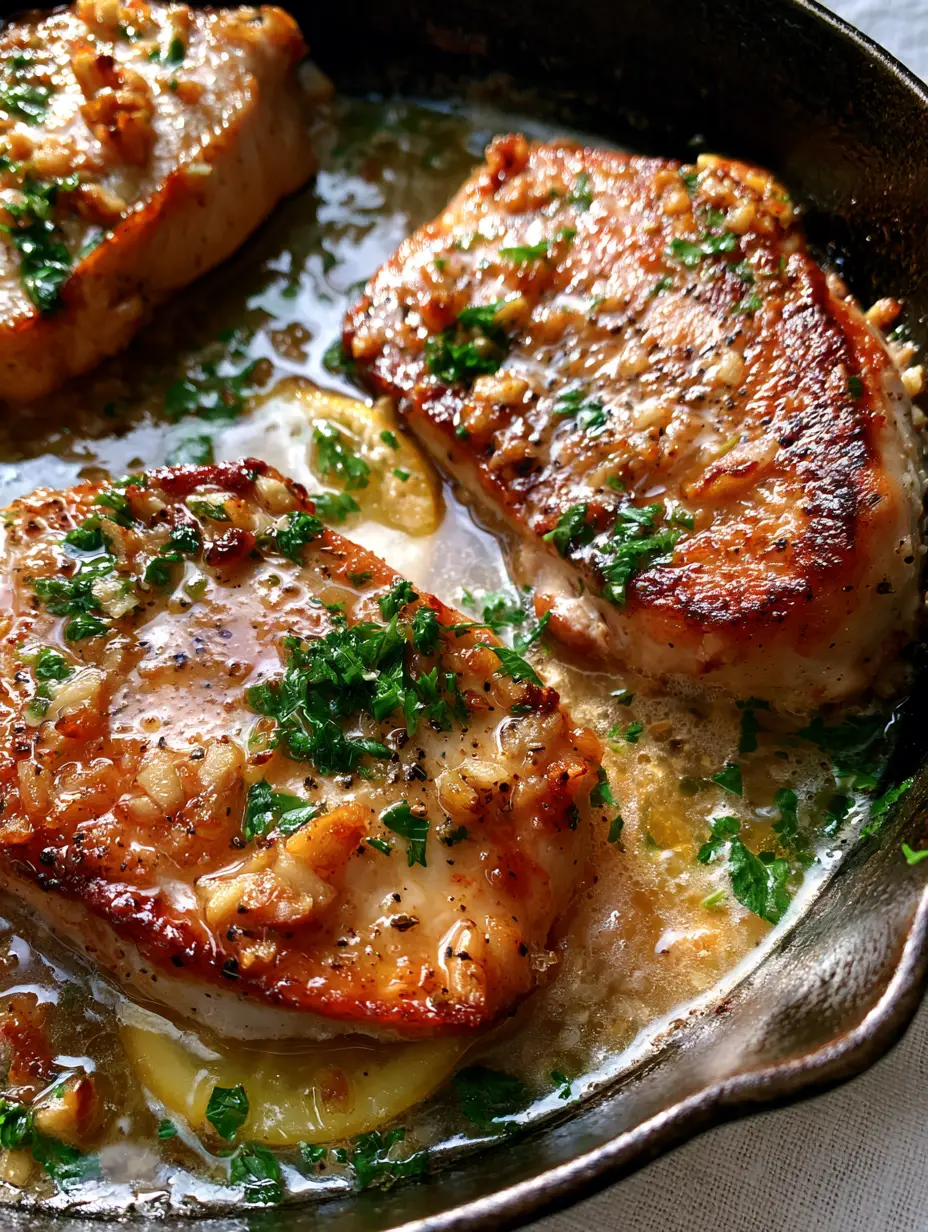 Extreme close-up of thick chicken breasts with a deep golden sear and glossy garlic butter sauce. (Easy Chicken Breast Recipe)