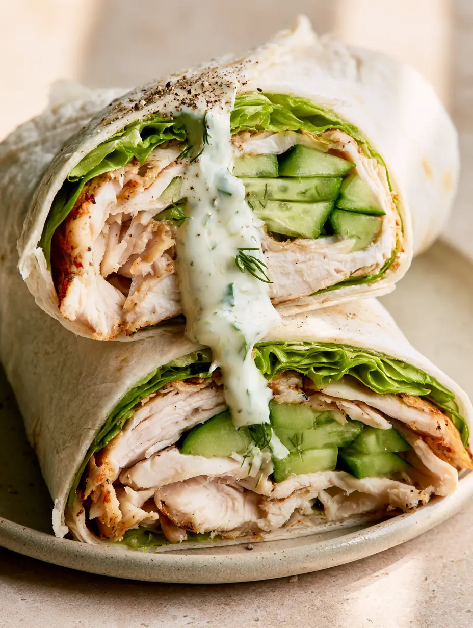 Cucumber Ranch Turkey Tortilla Wrap: The Ultimate Crunchy Deli-Style Lunch 3 Sliced turkey wraps on a matte ceramic plate showing visible browned turkey edges and crisp English cucumber spears. (Cucumber Ranch Turkey Tortilla Wrap)